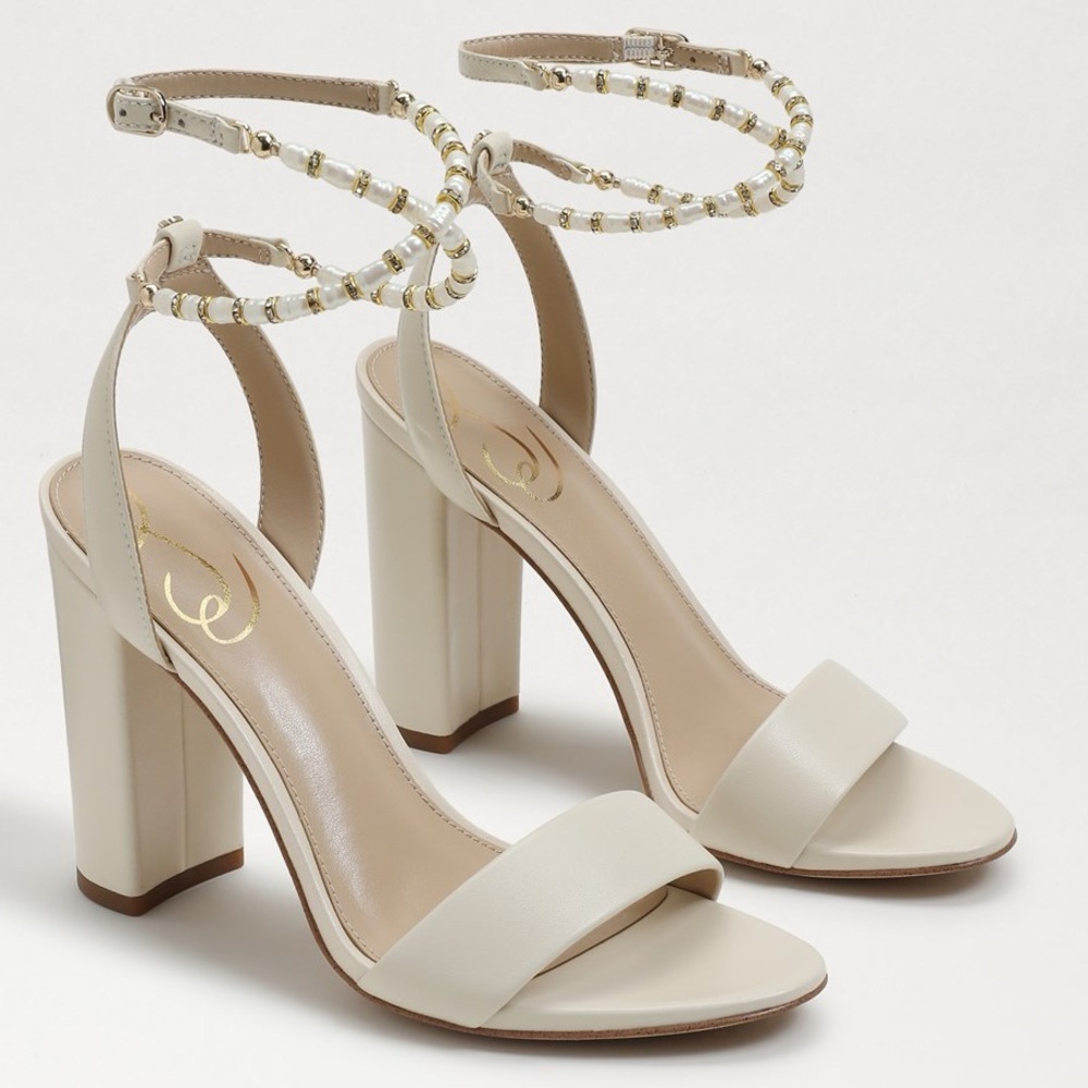 ⭐️NWT Sam Edelman Yanelli Ivory Leather Block Heels